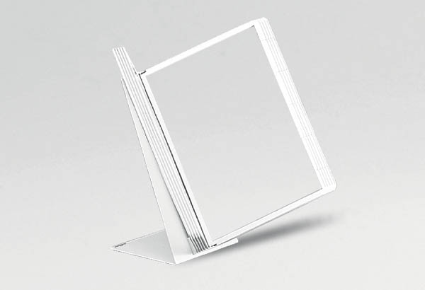 Porte-pochettes de comptoir à poser en métal laqué blanc - 10 pochettes A4 gris