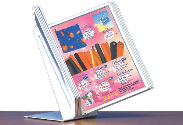 Porte-pochettes de comptoir à poser en métal laqué blanc - 20 pochettes A4 gris