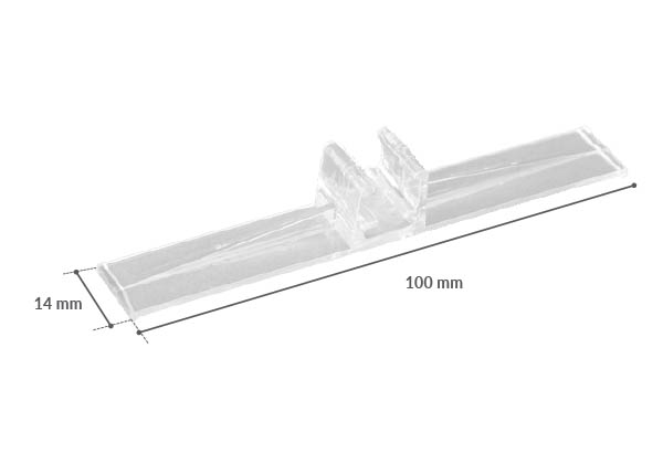 Paire de petits supports droits transparents pour cadres A5 et A4 - 100 x 14 mm