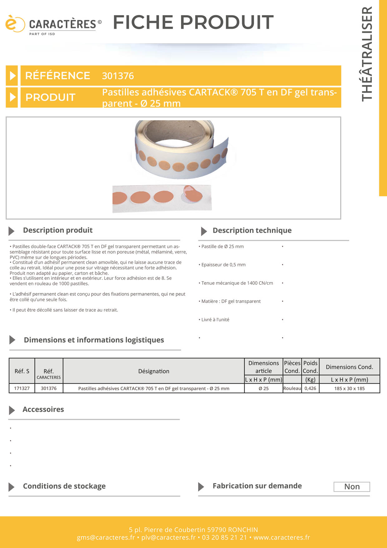 Pastilles adhésives CARTACK® 705 T en DF gel transparent - Ø 25 mm