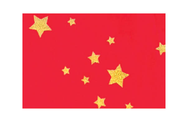 Rouleau de tissu en coton à thème de 160 cm x 25 m - Rouge / Etoile or