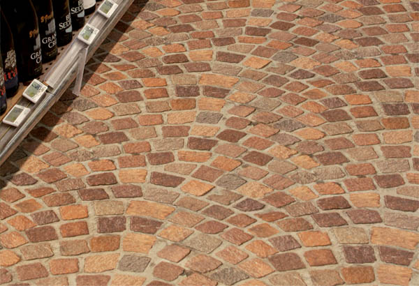 Rouleau moquette Carfloor® 300 T à thème de 150 cm x 10 m - Petits pavés