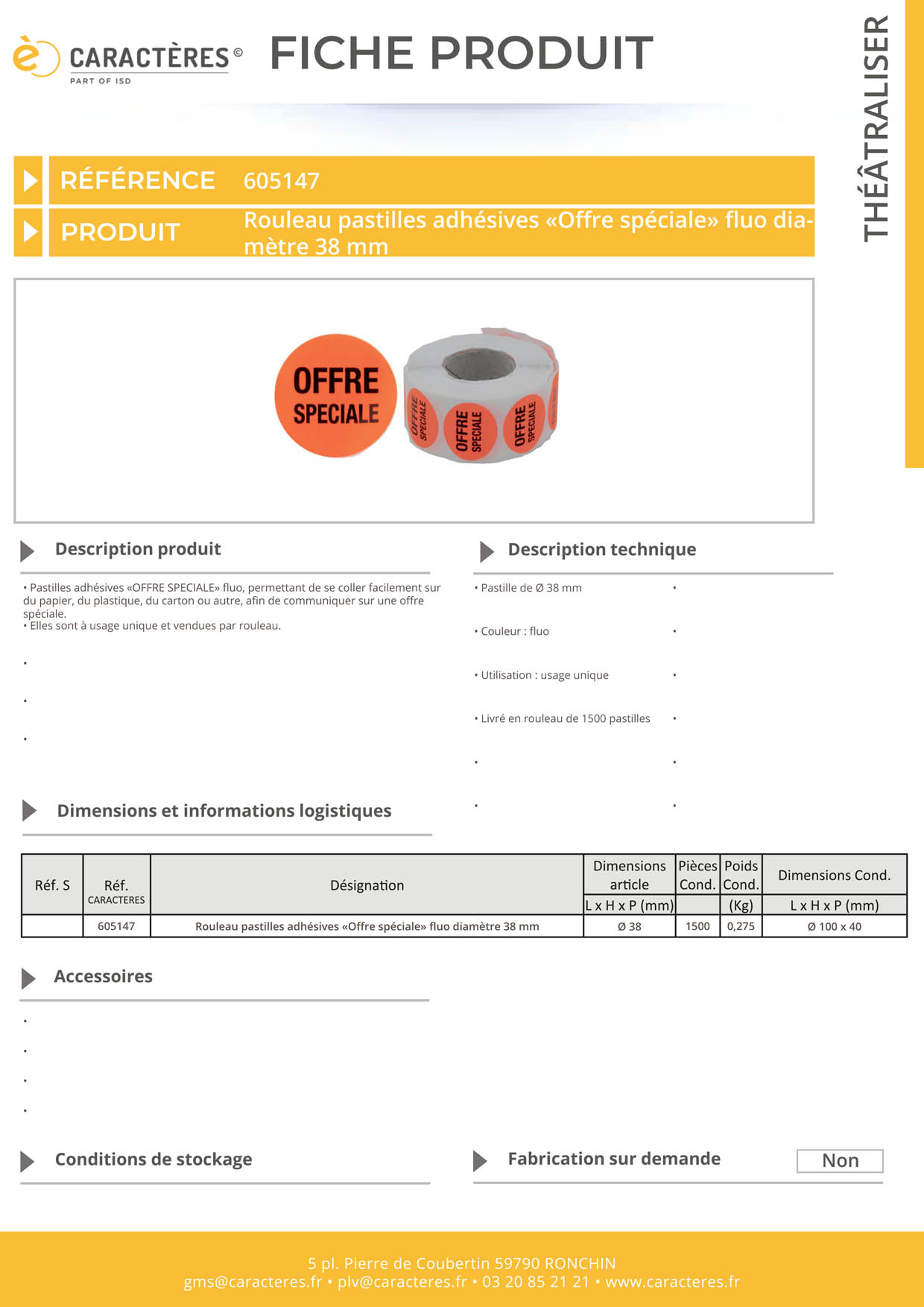 Pastilles adhésives "Offre Spéciale" fluo de Ø 38 mm