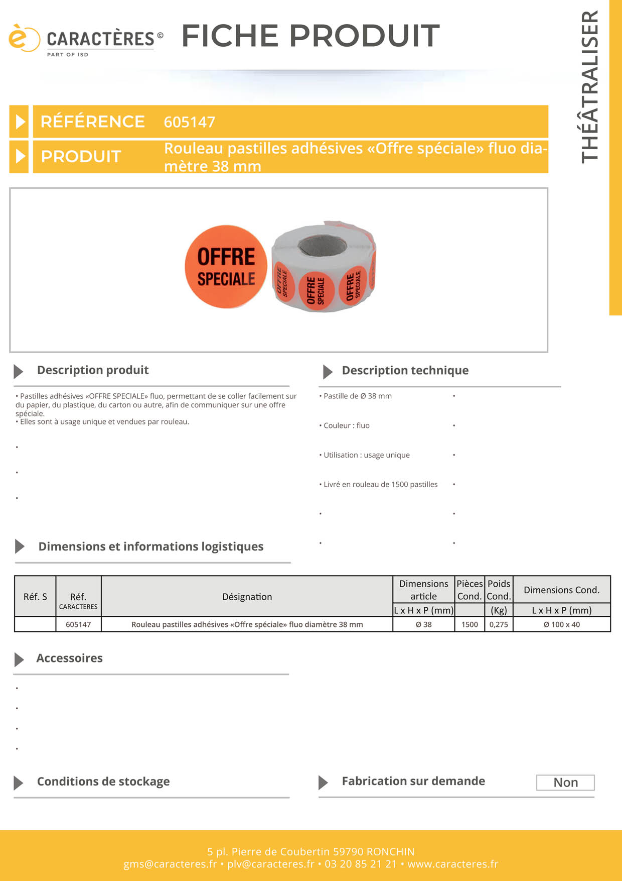 Pastilles adhésives "Offre Spéciale" fluo de Ø 38 mm