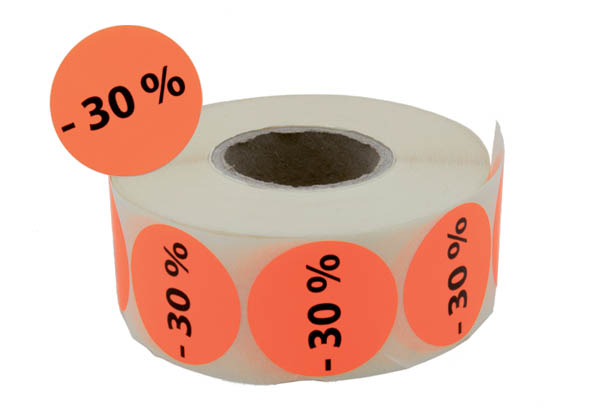 Pastilles adhésives remise de "-30%" fluo de Ø 38 mm