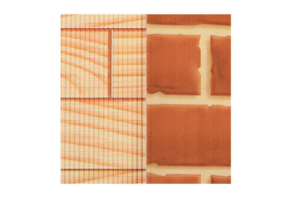 Rouleau de carton microcannelure à thème de 60 cm x 50 m - Bois / Brique