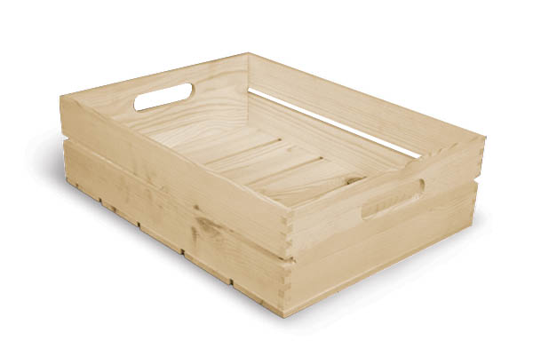 Cagette rectangulaire en pin naturel - 400 x 300 x 120 mm