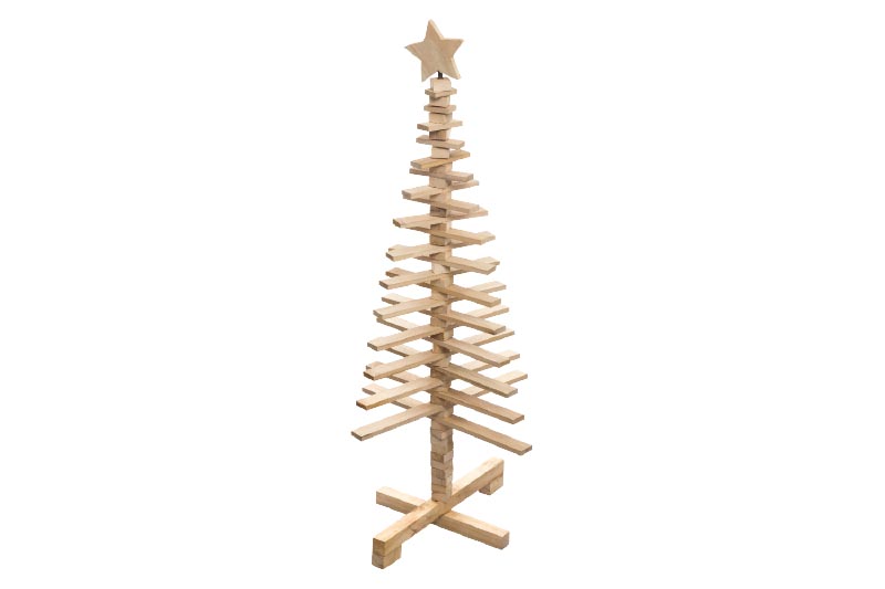 Sapin articulé en bois naturel - Hauteur 120 cm - Diamètre 50 cm