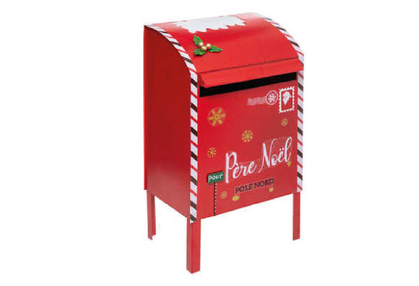 Boîte aux lettres rouge du Père Noël - Hauteur 82 cm - 46 x 35 cm