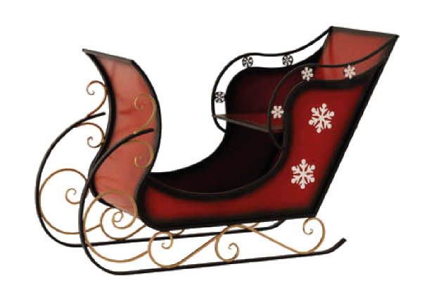 Traineau rouge du Père Noël - Hauteur 93,3 cm - 143,51 x 57,1 cm