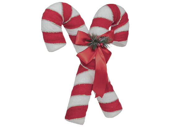 Sucre d'orge double rouge et blanc - Hauteur 45.7 cm - 41.9 x 12.9 cm