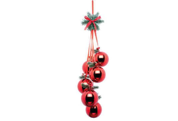 Suspension de 6 boules rouges - Hauteur 21 cm - 20 x 10 cm
