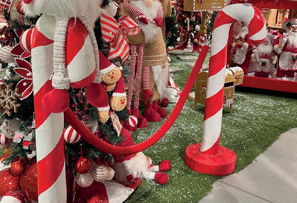 Paire sucres d'orge avec cordon rouge de 1.5 m - Hauteur 60 cm - 98 x 44 cm