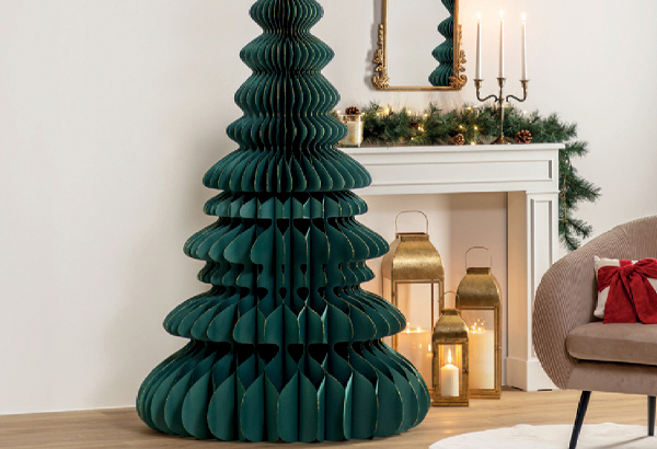Sapin en papier vert - Hauteur 180 cm - Diamètre 102 cm