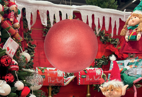 Boule XL de Noël rouge pailletée - Diamètre 40 cm