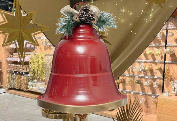Cloche de Noël rouge - Hauteur 66 cm - 39 x 32 cm