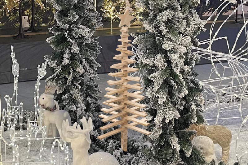 Sapin articulé en bois naturel - Hauteur 150 cm - Diamètre 66 cm