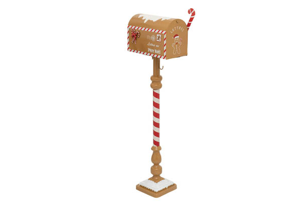 Boîte aux lettres pain d'épice dorée en métal - Hauteur 118 cm