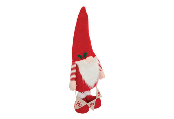 Gnome télescopique HO HO HO rouge - Hauteur 127 à 172 cm