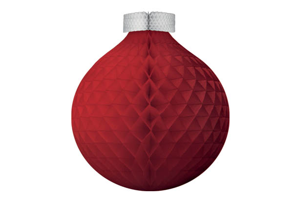 Boule de Noël rouge et blanche en papier alvéolé - Hauteur 47 cm