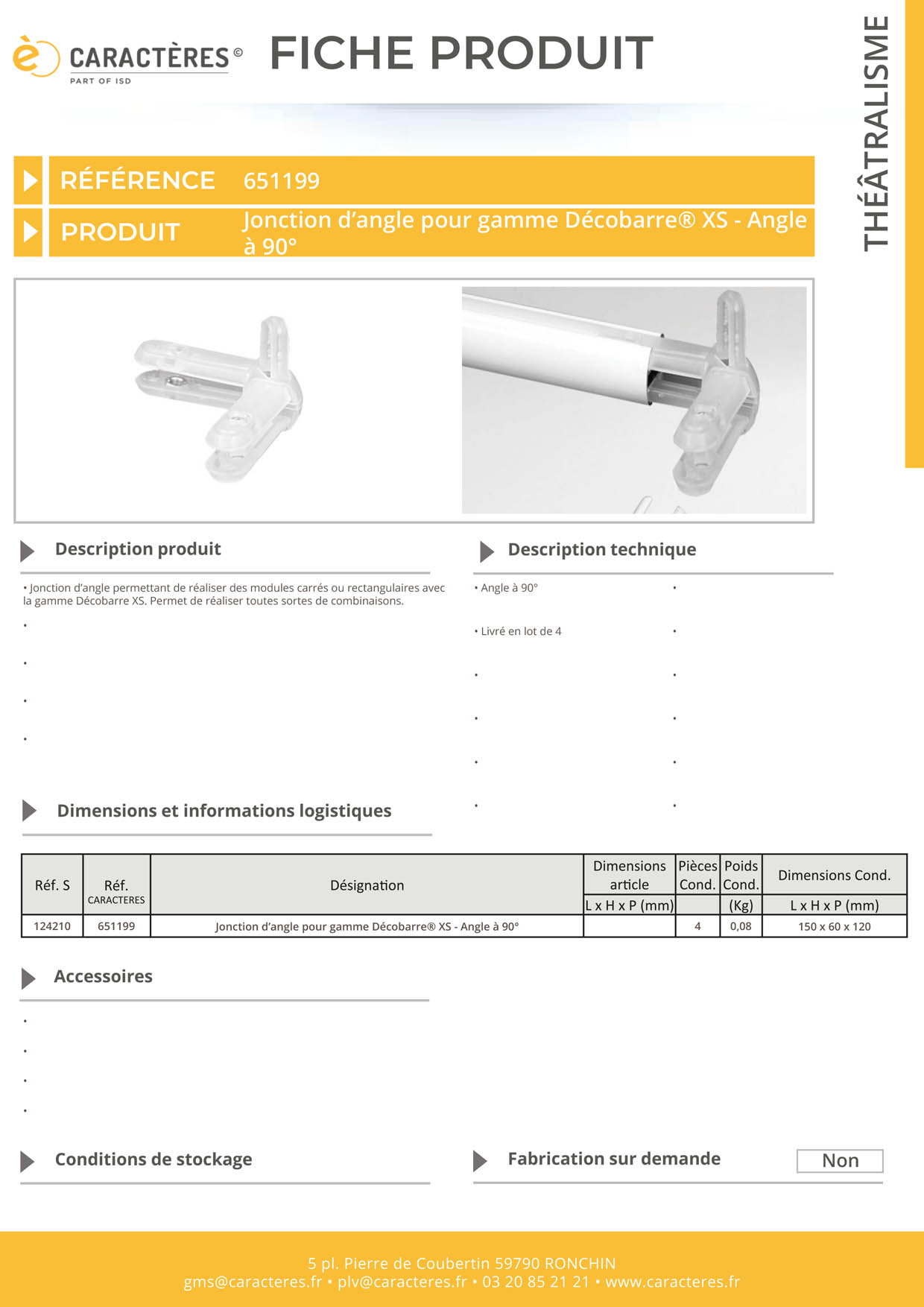 Jonction d’angle pour profil Décobarre® XS - Angle à 90°