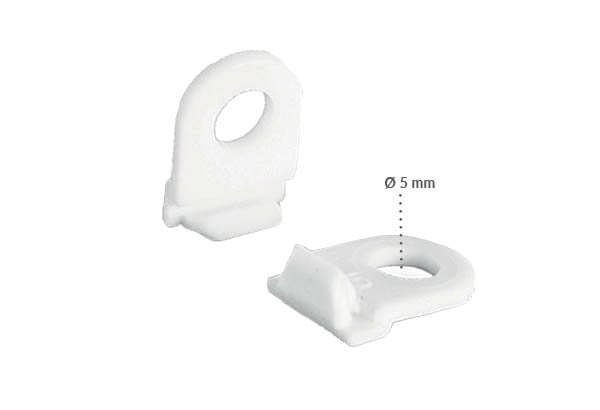 Crochet simple en PVC blanc pour profil clippant