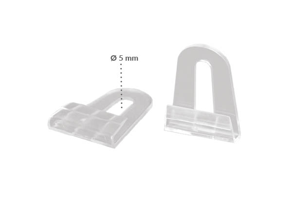 Crochet en PVC transparent pour profil pinçant