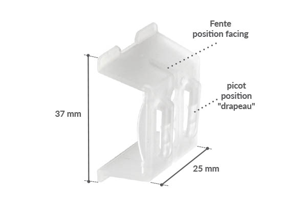 Accroche clip 2 positions facing ou drapeau - Rails électroniques