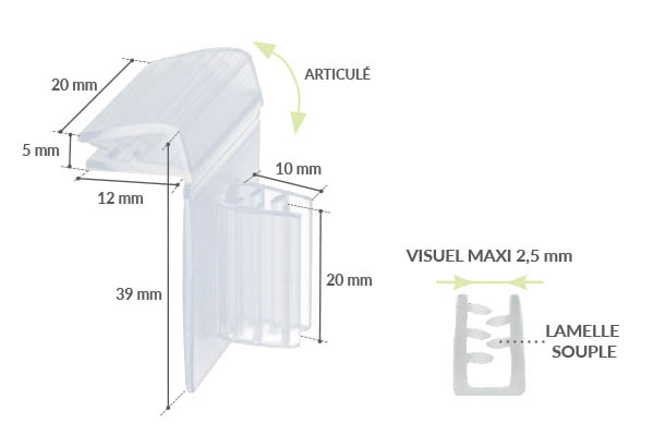 Accroche grip drapeau articulée - Rails électroniques