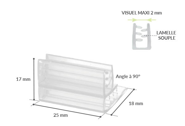Accroche double grip U facing fixe - Rail électronique ou porte étiquettes broche