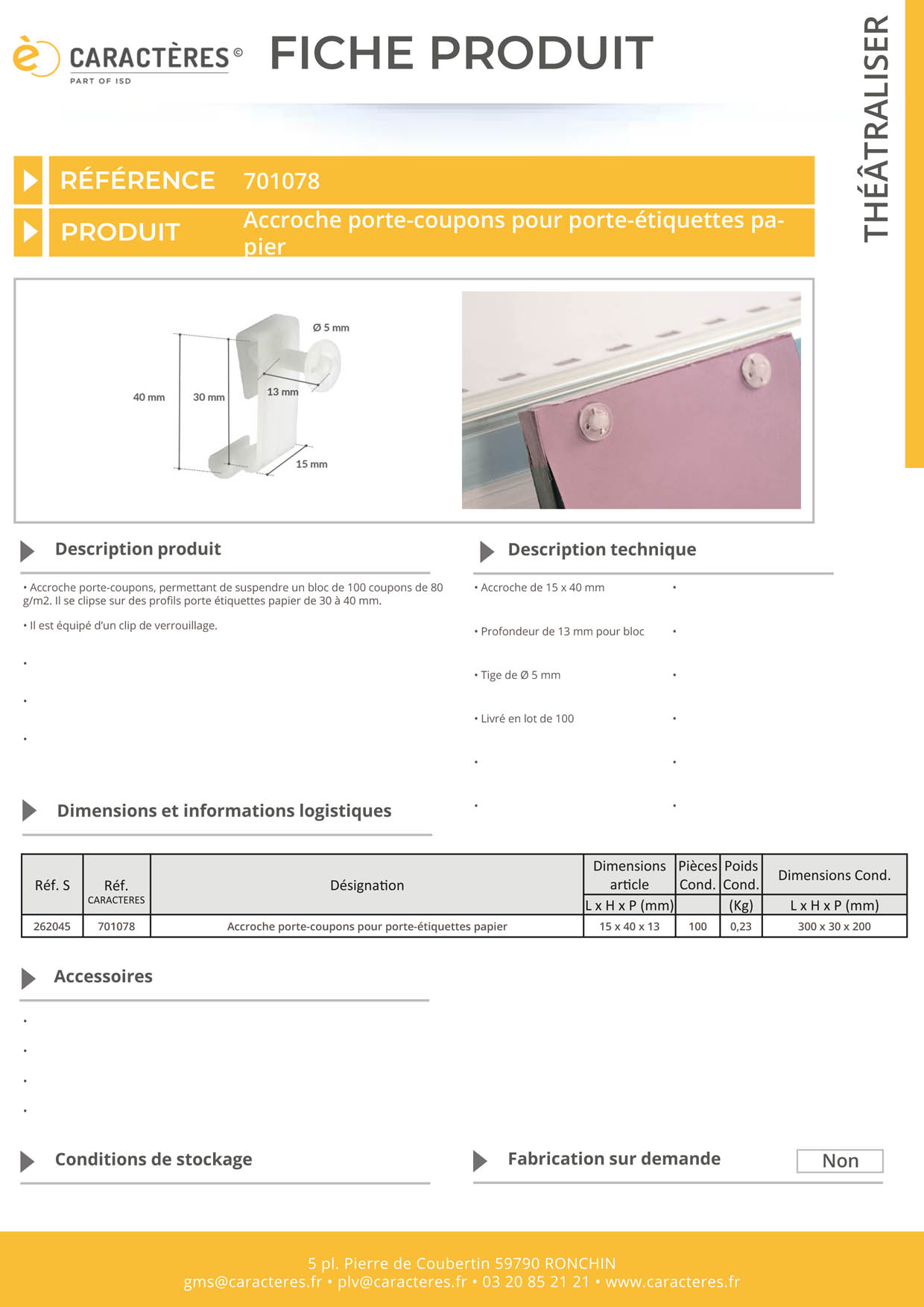 Accroche porte-coupons - Bloc de 100 de 80 g/m2 - Porte étiquettes papier