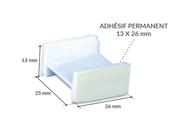 Entretoise en H avec adhésifs permanents - 25 x 26 x 13 mm
