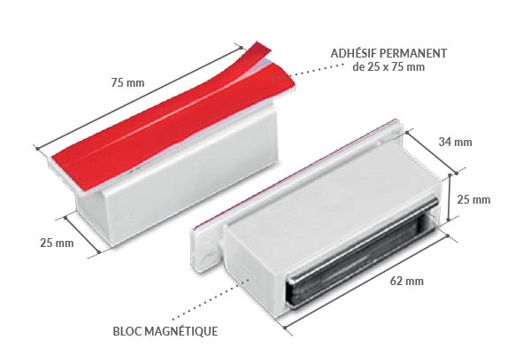 Promobase® magnétique avec adhésif murale - Hauteur 75 mm