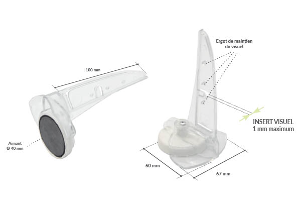 Pied Shark® magnétique avec base aimant de Ø 40 mm - Tablette en métal