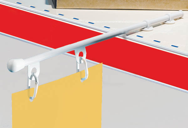 Mini potence en PVC de 300 mm avec base adhésive - 2 anneaux fermés