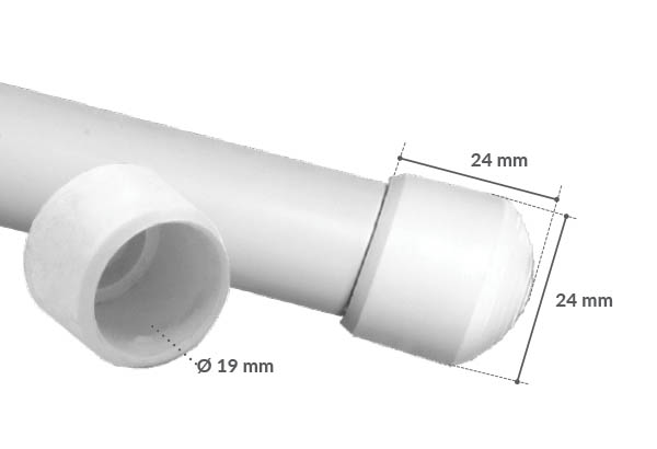 Bouchon pour porte-drapeau avec tube fendu de Ø 17 - 19 mm - 24 x 24 mm