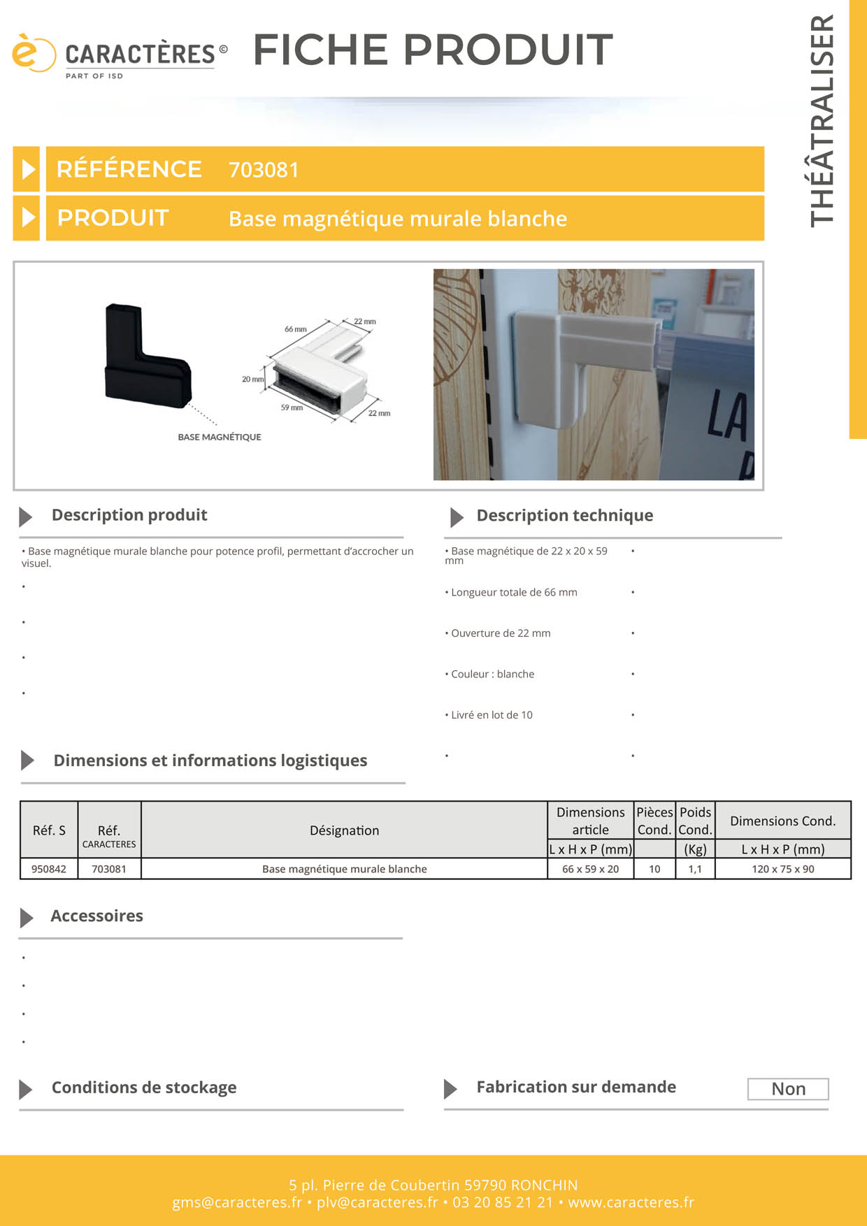 Base magnétique murale blanche pour potence