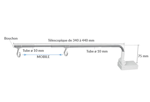 Potence magnétique Multimag® + articulée 340 à 440 mm - 2 crochets ouverts