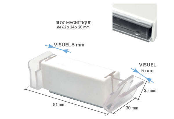 Bloc porte-fronton magnétique Promobase® 2 angles - Panneau de 5 mm