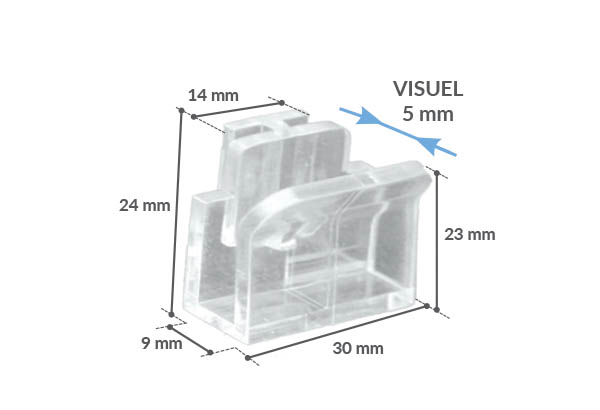 Clip droit pour porte-fronton serre-joint - Pour panneau de 5 mm