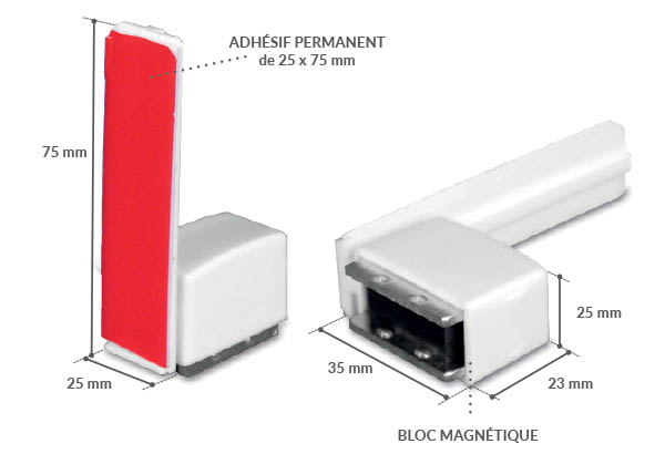 Promobase® magnétique avec adhésif à poser - Hauteur 75 mm
