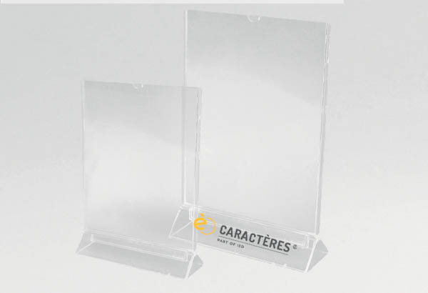 Porte-visuel 2 faces fermé 3 côtés en injecté transparent - Format A5 - Vertical