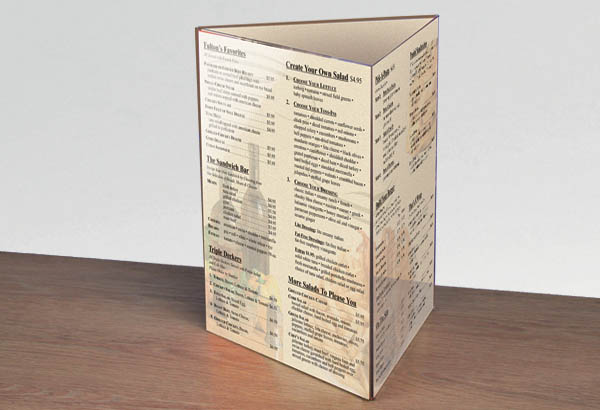 Porte-visuel droit 3 faces en triangle en PET - Format A4