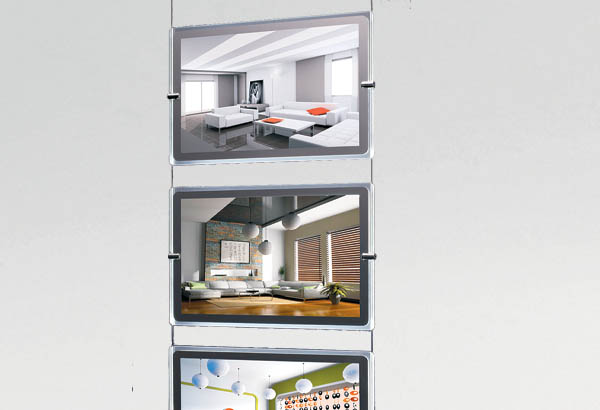 Kit de fixation Plafond lumineux avec 3 porte affiches A3 verticales