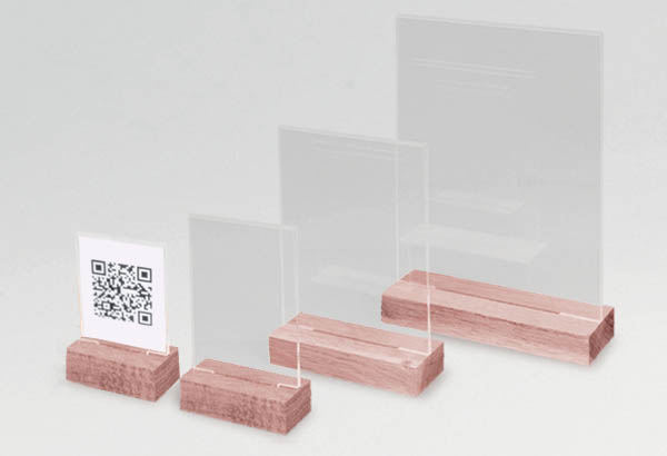 Porte-visuel droit 2 faces en chêne acrylique transparent - Format A5 - Vertical