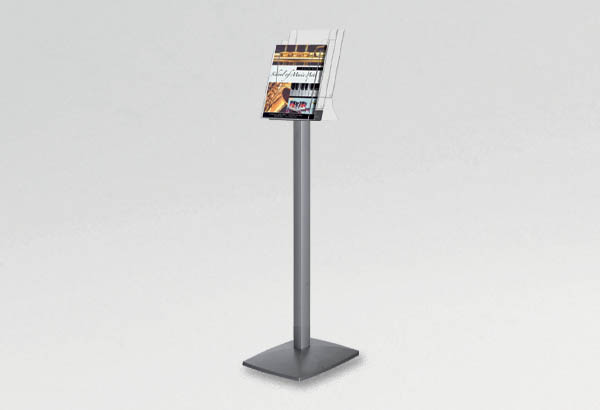 Porte-brochures sur pied en métal et acrylique - 3 bacs A4