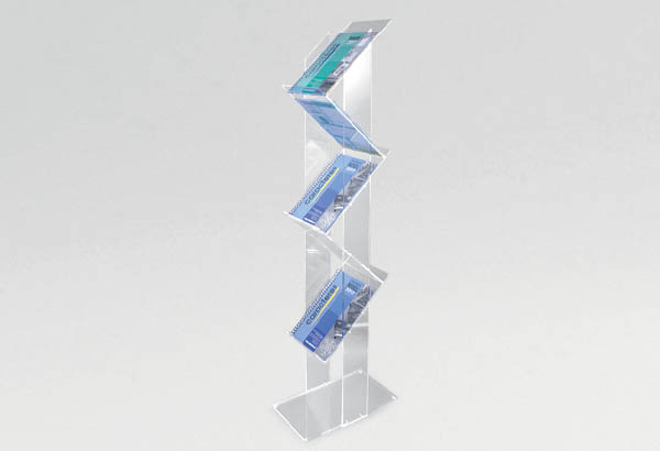 Porte-brochures zig-zag en plexi transparent - 5 tablettes A4
