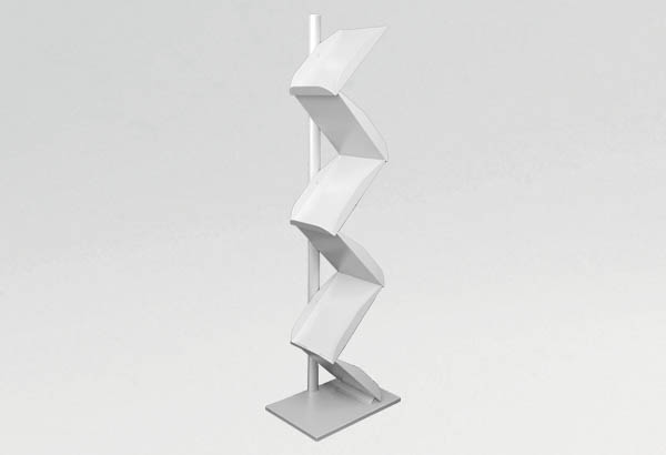 Porte-brochures zig-zag en métal gris - 6 tablettes A4