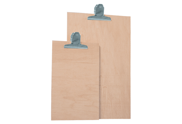 Plaque porte-visuel en bois contreplaqué avec pince - Format A5