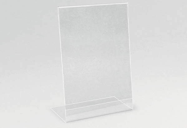 Porte-visuel incliné en PET transparent - Format A7 - Vertical